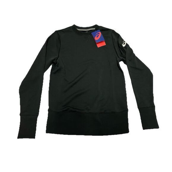 ASICS Womens Crew Sweatshirt Top Tailored Size XS Performance Black - Picture 1 of 8